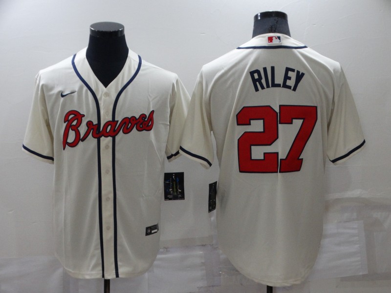 Men's Atlanta Braves Austin Riley #27 Beige Jersey